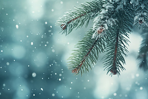 Snowy fir tree branches in the forest, a Nature Photo by AlyaAnd