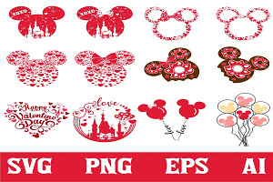 Mouse Cartoon Valentine Bundle Svg, an Object Graphic by Digi_Design_World