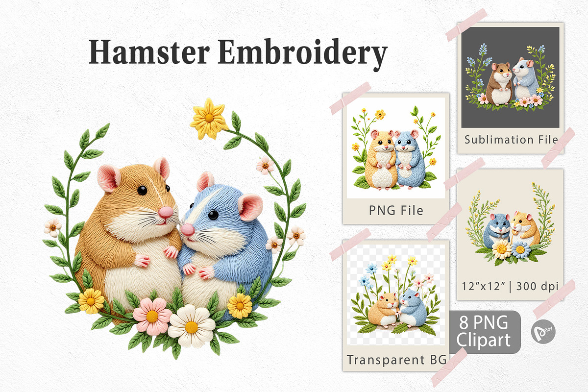 Hamster Embroidery Clipart, a Graphic by Artnoy (Photo 1 of 5)