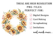 Watercolor Sunflower Wreath Clipart, an Illustration by DreamPrint404 (Thumbnail 6 of 6)