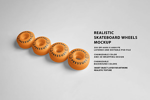 Realistic Skateboard Wheels Mockup