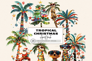 TROPICAL PALM CHRISTMAS CLIPART