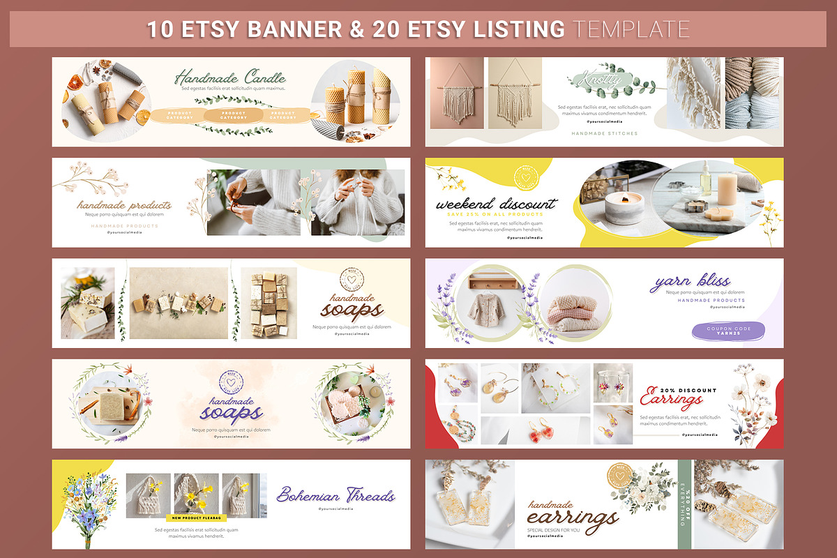 ETSY Shop Kit Canva - Floral, a Templates & Theme by illycreative (Photo 3 of 10)