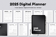 2025 Digital Planner Printable A4, a Print Template by The Chaos Project (Thumbnail 1 of 8)