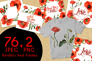 Stunning Poppies PNG Watercolor Set