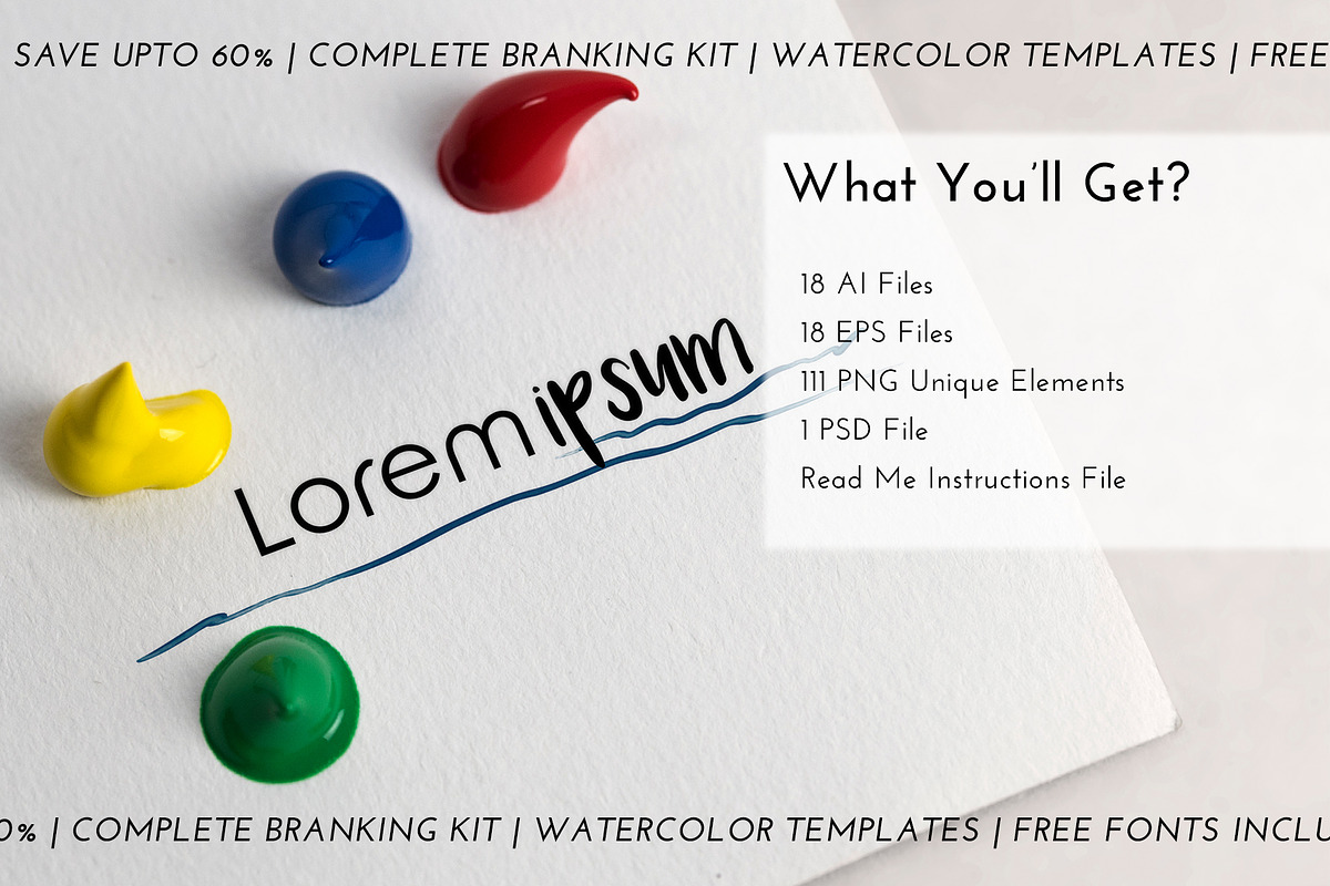 Watercolor Branding Bundle Kit, a Branding & Logo Template by Design Unique (Photo 4 of 15)
