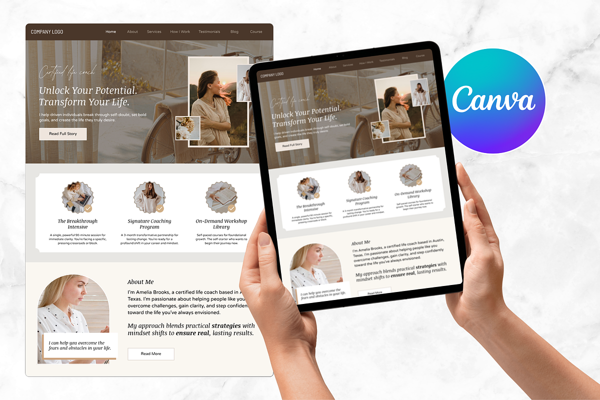 Life Coach Canva Website Template, a Landing Page Template by Snapybiz (Photo 4 of 10)