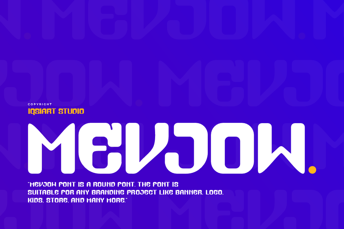 Mevjow - Round Font, a Sans Serif Font by Iqsiart Studio (Photo 1 of 6)