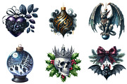 Gothic Christmas Ornaments Clipart, an Illustration by DreamArtGraphic (Thumbnail 2 of 5)