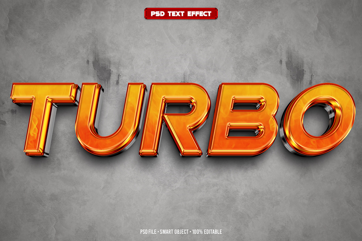 Turbo 3D editable text effect, a Layer Style Add-On by Hello Muh