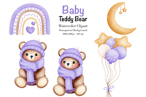 Cute Purple Baby Teddy Bear.