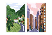 Nature landscapes, cityscape posters, a Seasonal Illustration by PaperTrident (Thumbnail 2 of 3)