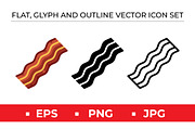 Bacon Strips Icon Set Vector, an Outline Icon by Artonix (Thumbnail 1 of 2)