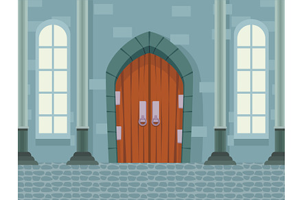 castle door and columns, an Illustration by studiogstock