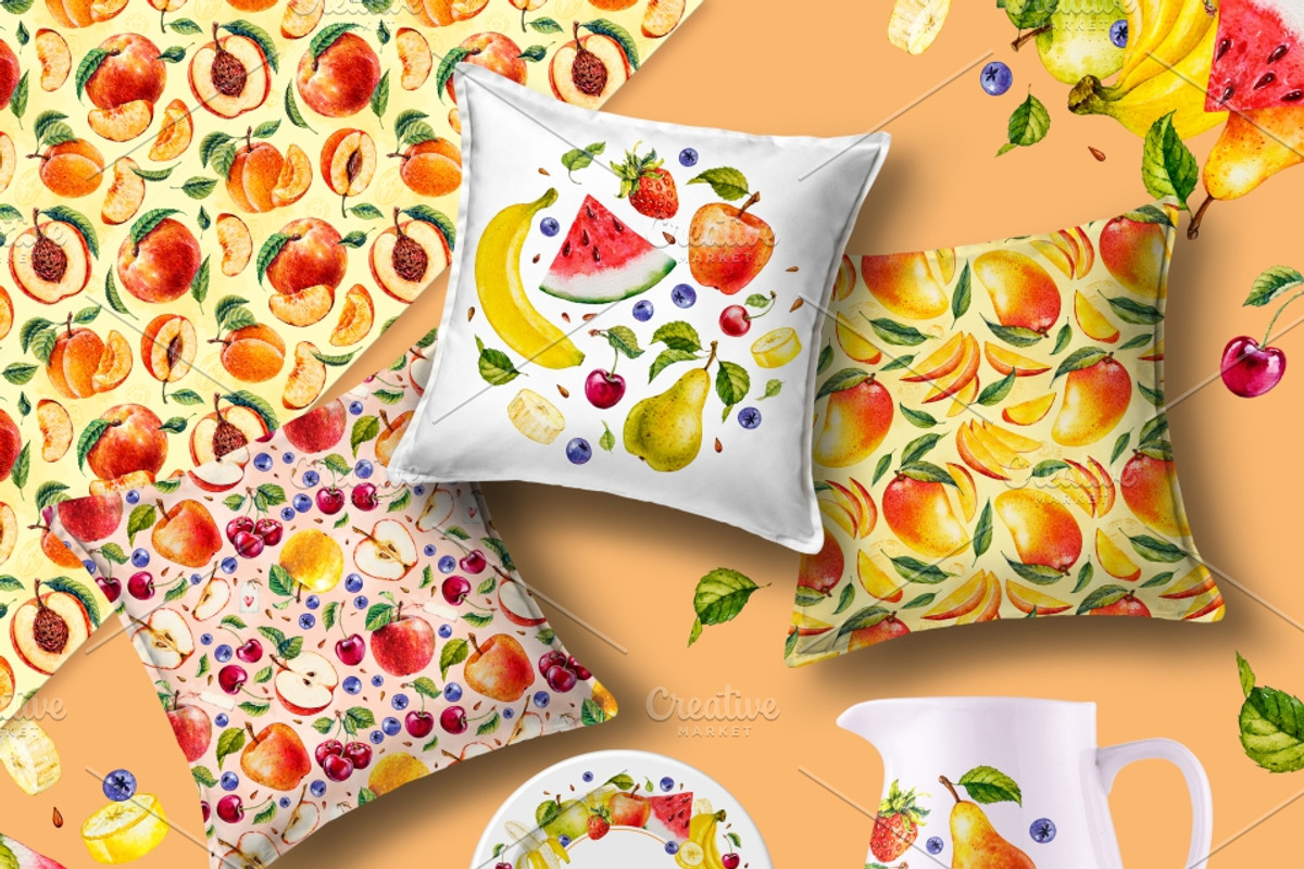 Fruits and berries. Watercolor., a Decorative Illustration by Ekaterina Mikheeva (Photo 6 of 6)