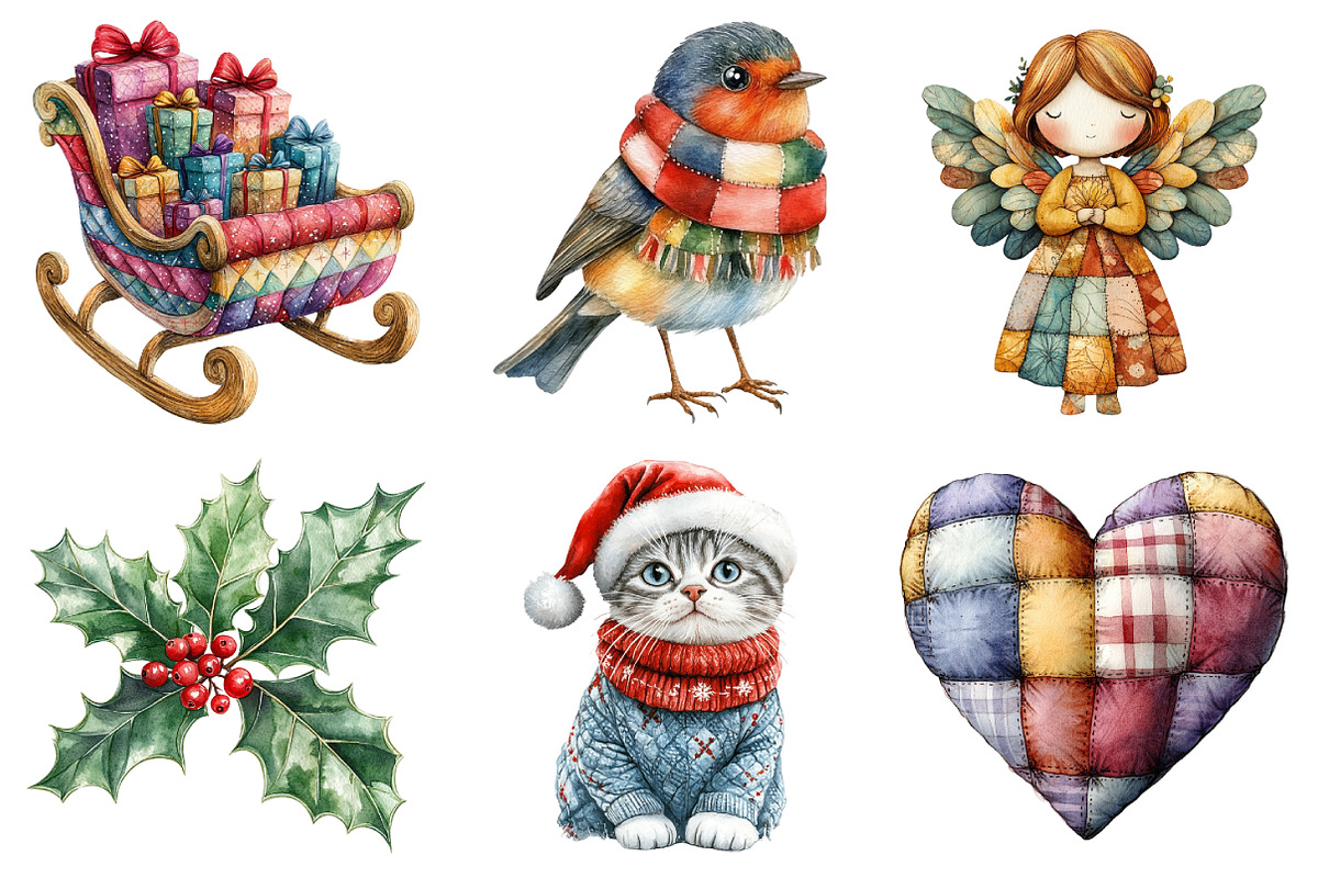 Quilted Christmas Clipart, an Illustration by Daily.Designs (Photo 5 of 5)