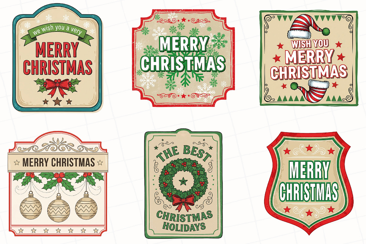 Vintage Christmas Label Sublimation, an Illustration by OK Design (Photo 3 of 5)