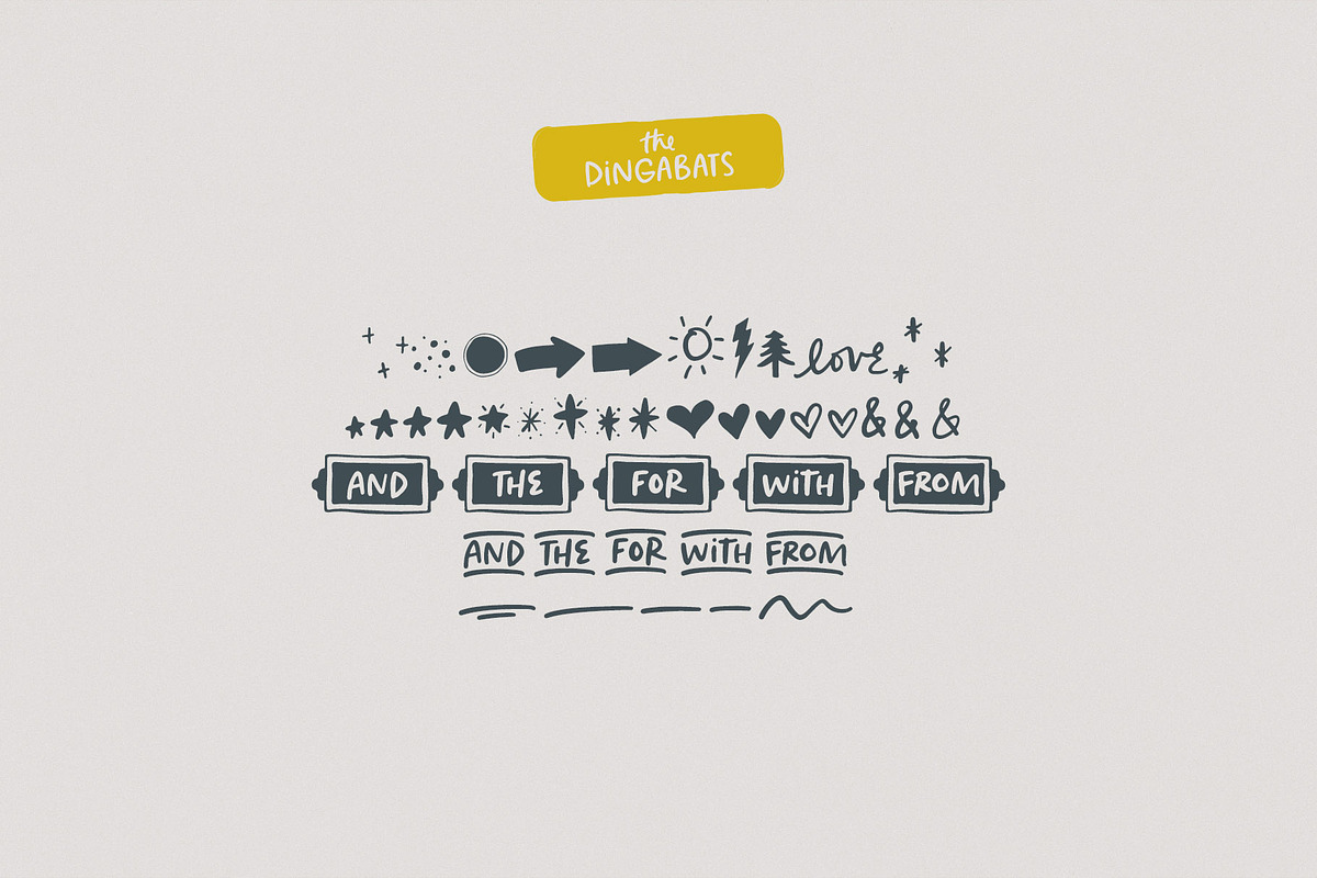 Dueling Peppercorns  + Dingbats, a Sans Serif Font by Callie Rian & Co. (Photo 8 of 9)