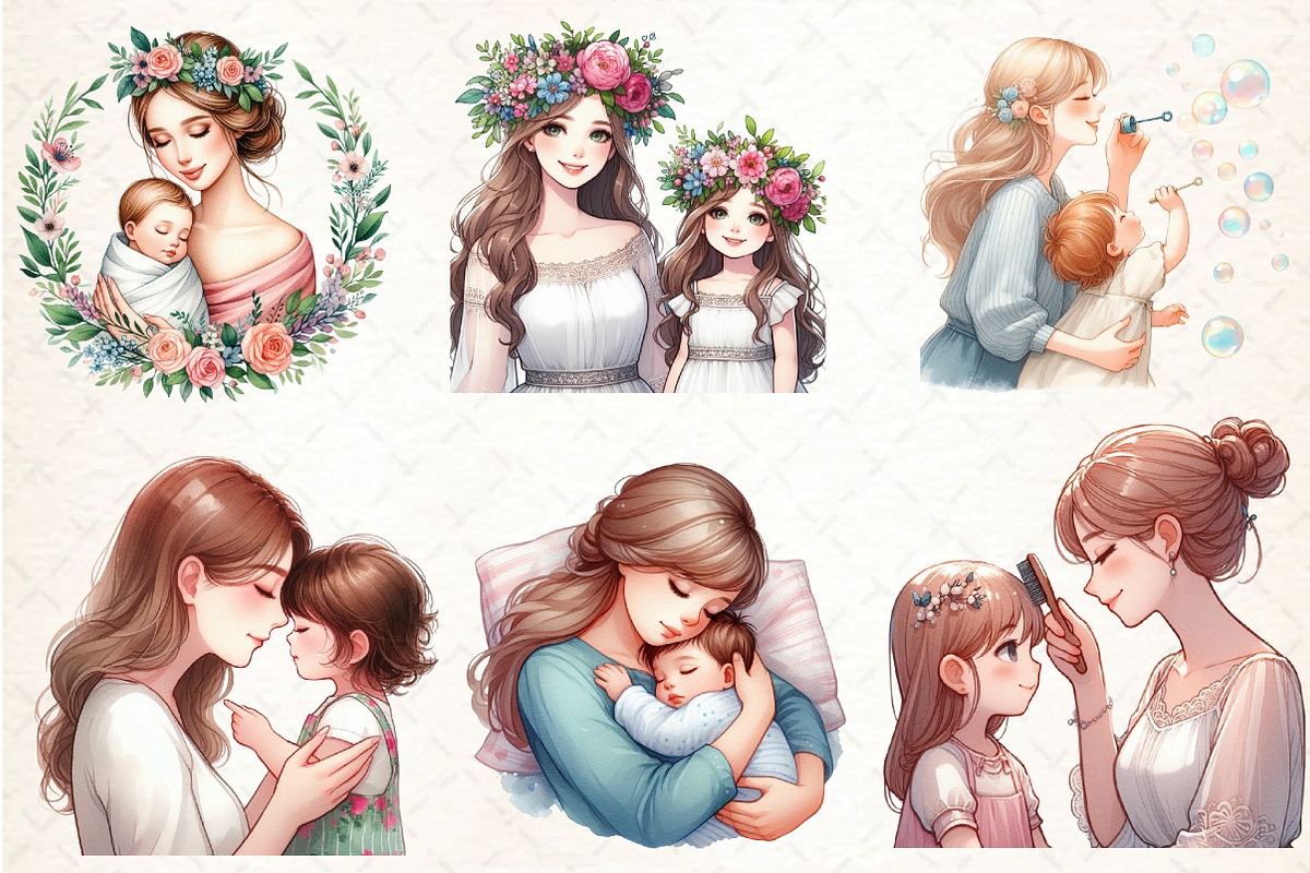Mothers Day Clipart, Mom Clipart, an Illustration by DreamCafeArt (Photo 2 of 6)