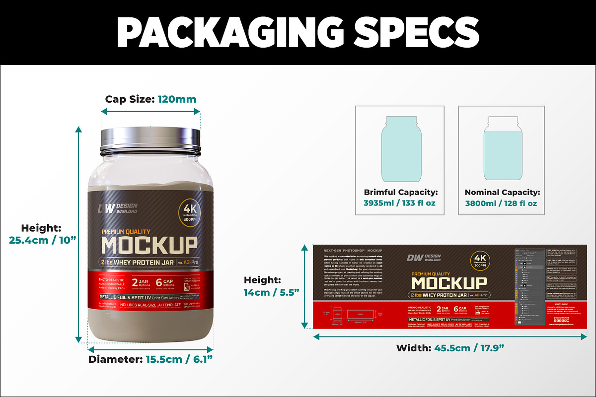 2lb Whey Protein Jar Mockup A3-Pro, a Packaging Mockup by Design Warlord (Photo 13 of 16)