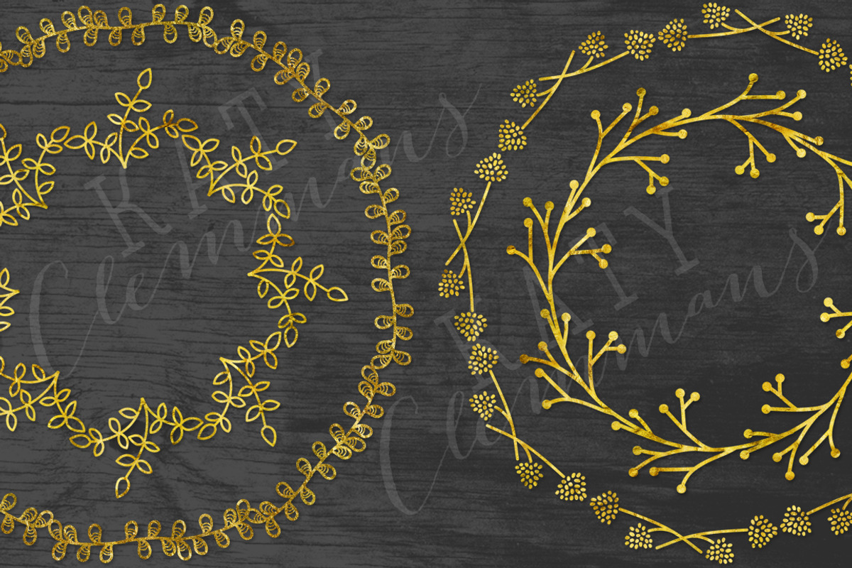 Gold Sprig Wreaths clip art pack, a Texture Illustration by Katy Clemmans (Photo 2 of 5)