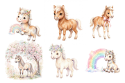 watercolor Cute Horses cliparts, an Animal Illustration by BerryPieArt (Thumbnail 4 of 4)