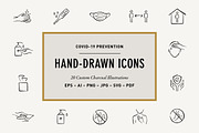 Hand-Drawn Covid-19 Prevention Icons, an Icon by Space Between (Thumbnail 1 of 6)