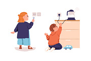Kids in danger set. Safety concept, a Person Illustration by Good Studio (Thumbnail 2 of 12)