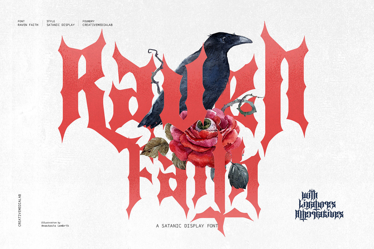 Raven Faith - a Satanic Display Font, a Blackletter Font by creativemedialab (Photo 1 of 9)