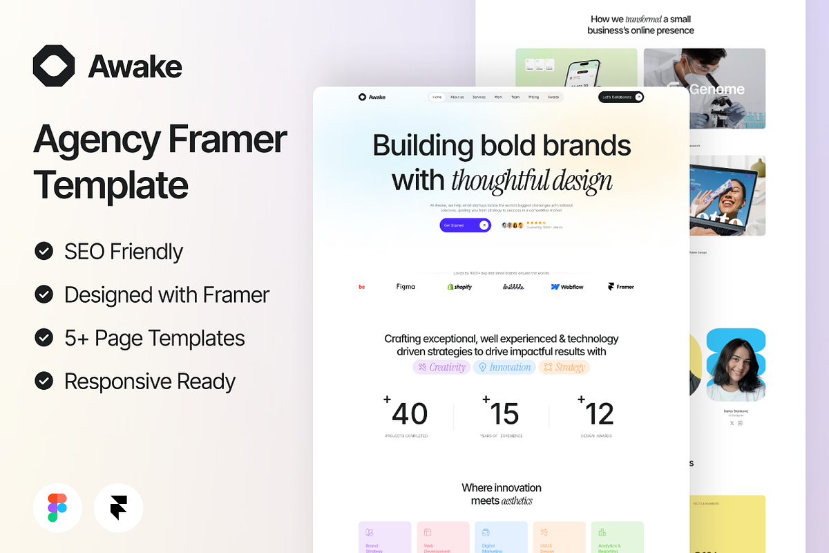 Awake Agency Framer Template, a Landing Page Template by WrapPixel (Photo 1 of 7)