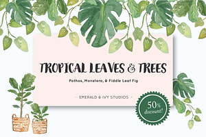 Tropical Leaves & Trees Clipart