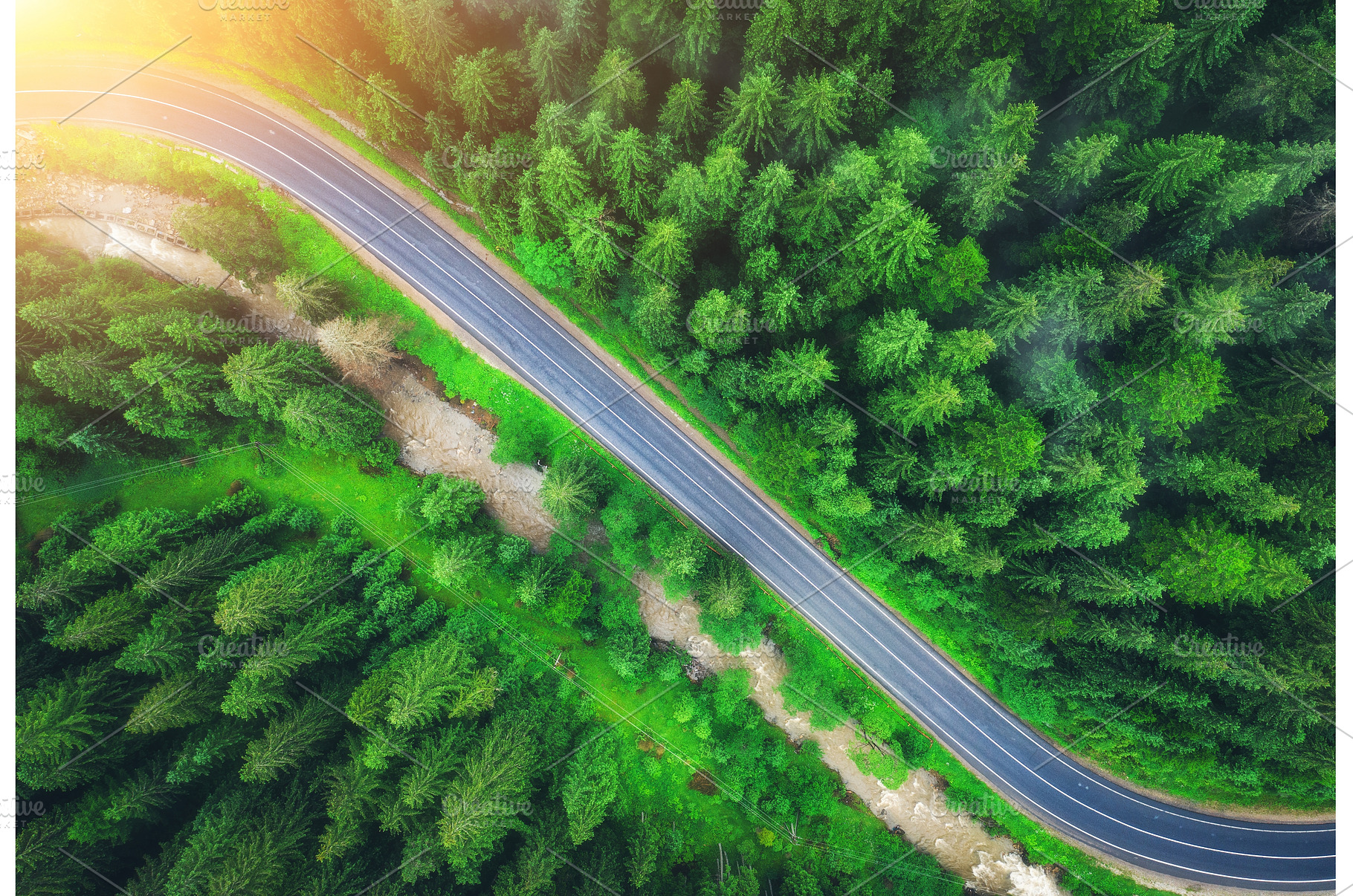 Aerial view of road in beautiful, a Transportation Photo by den-belitsky