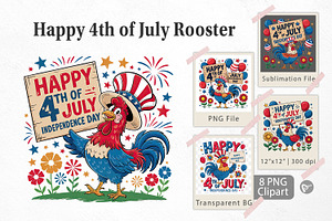Happy 4th of July Rooster, a Graphic by Artnoy