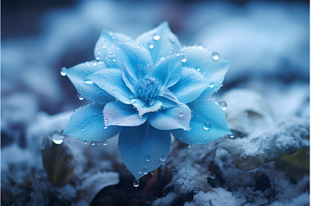 Stunning Frozen blue flower, a Nature Photo by Ylivdesign