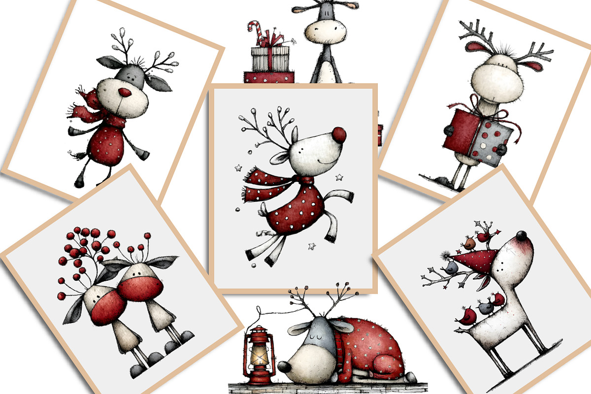Whimsical Quirky Deer Clipart Bundle, an Illustration by Creative Art (Photo 10 of 12)