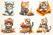 Watercolor Autumn Kitten Clipart, an Illustration by Dream Creation (Thumbnail 2 of 6)