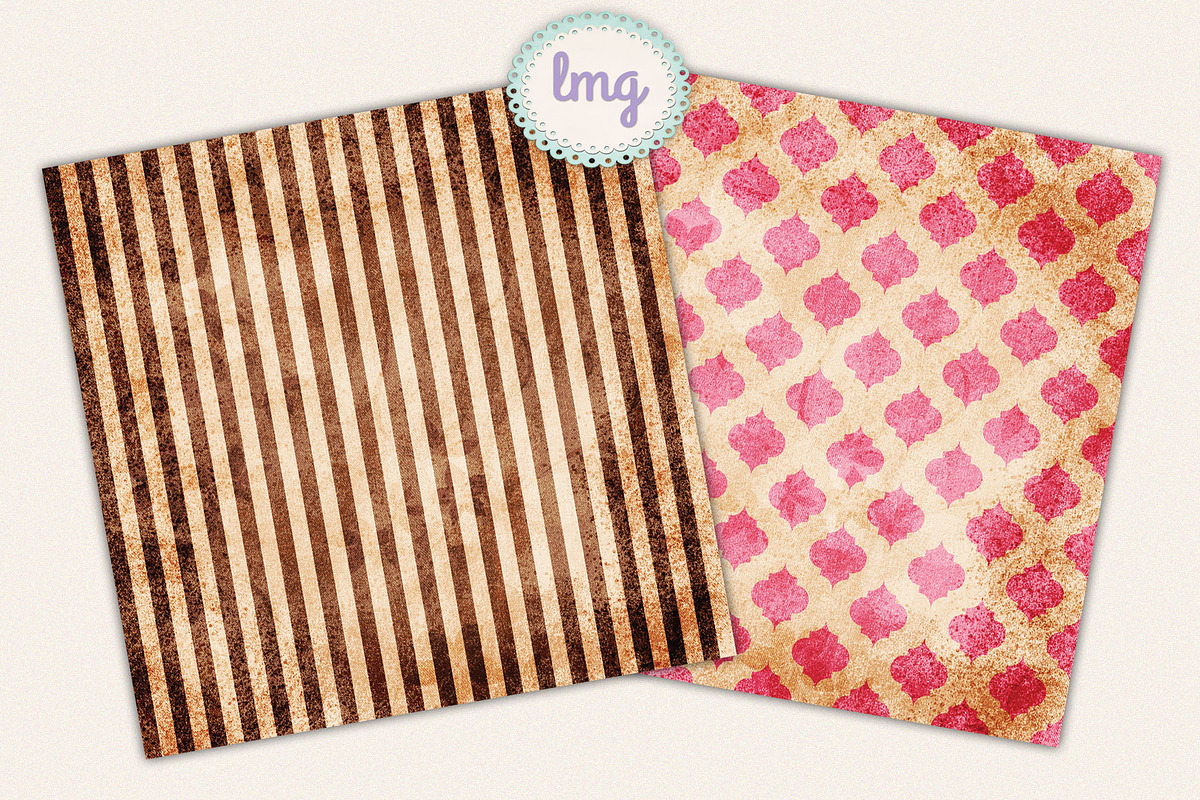 Pink and Brown Scrapbook Paper, a Pattern Graphic by Lavender Mint Graphics (Photo 4 of 6)
