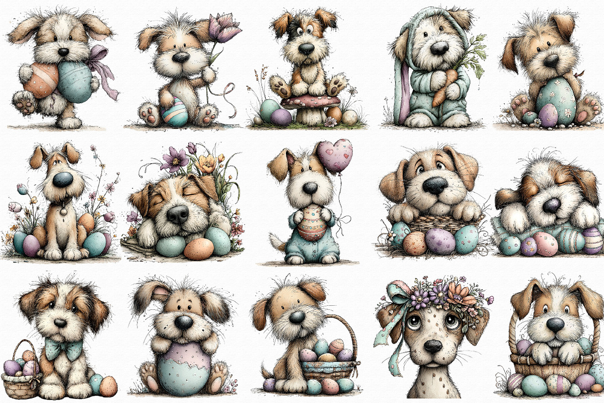 Whimsical Easter Dogs Clipart, an Illustration by Libby Wishes (Photo 5 of 6)