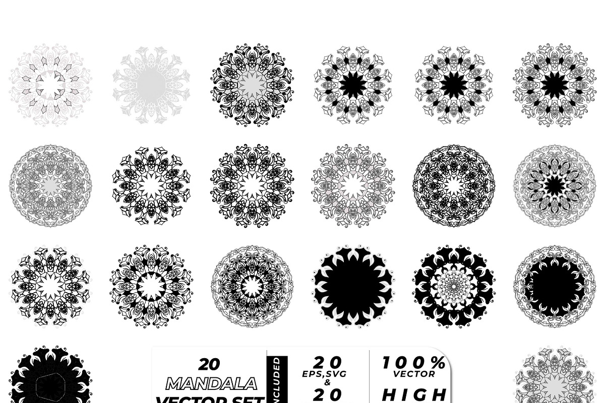 20 mandala vector background design, a Pattern Graphic by NJ Himel (Photo 1 of 21)