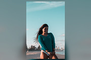 Teal Sweater, Windy Beach, a Beauty & Fashion Photo by Chris Joel Campbell (Thumbnail 1 of 2)