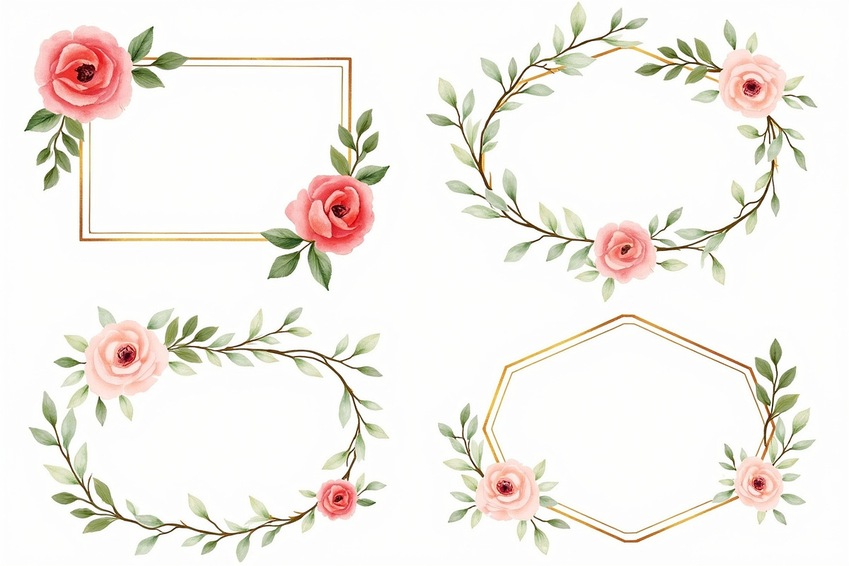 Rustic Floral Geometric Frame Bundle, an Illustration by musafir_fashion (Photo 6 of 14)