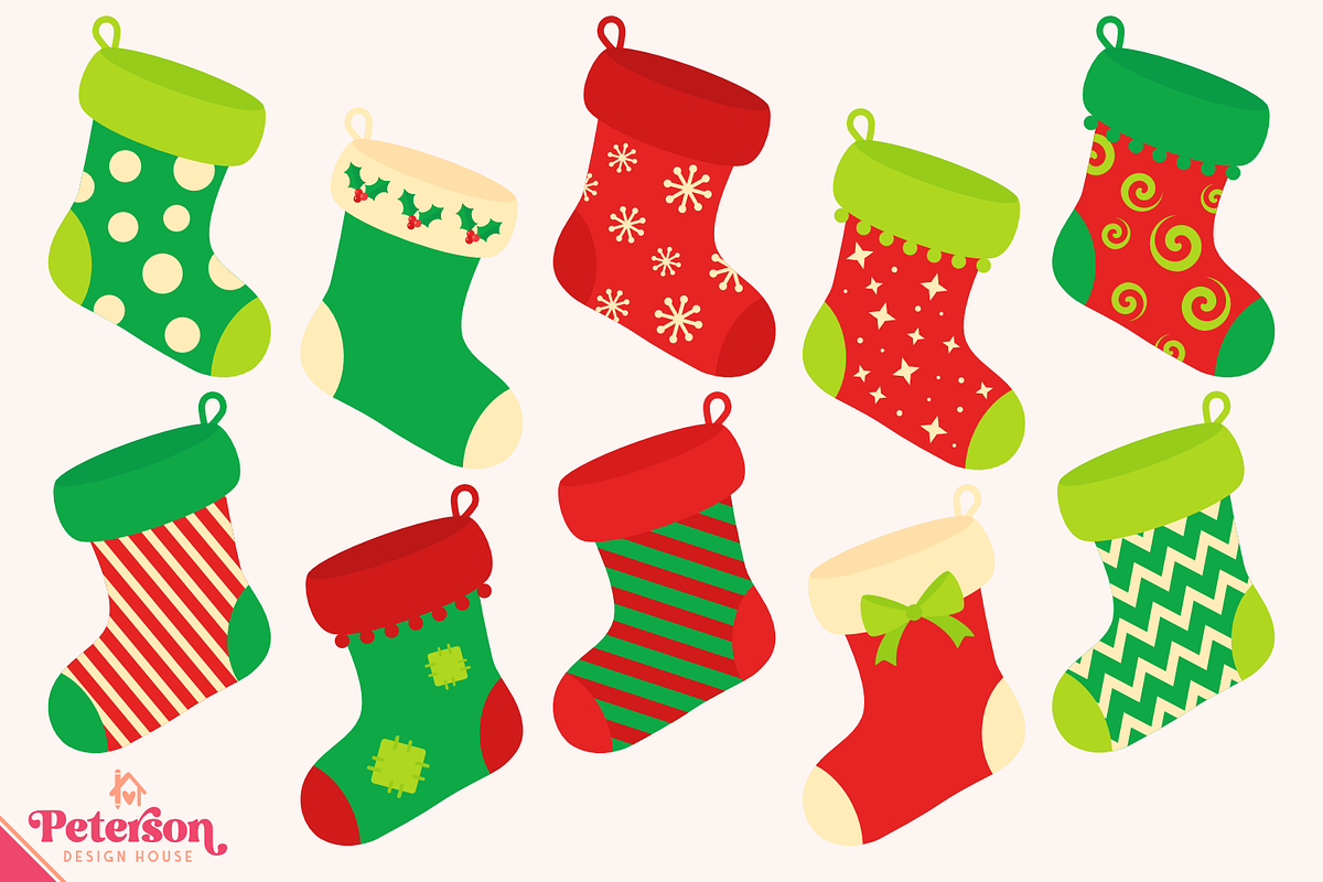 Christmas Stockings Clipart, an Illustration by Peterson Design House