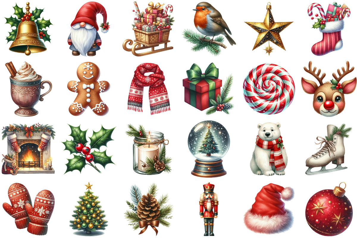 Watercolor Christmas Clipart, an Illustration by Daily.Designs (Photo 4 of 4)