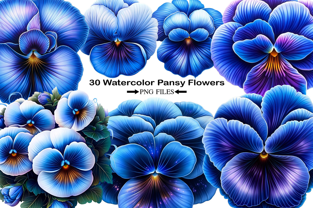Watercolor Pansy Flowers Clipart, an Illustration by Black Bird Studio (Photo 1 of 5)