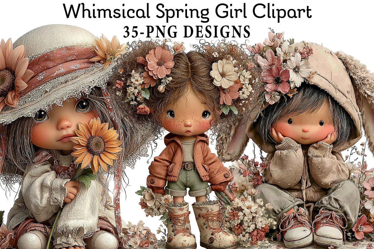 Whimsical Spring Girl Clipart, an Illustration by Daily.Designs (Photo 1 of 8)