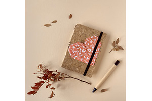 Cork notebook with decorative paper, a Photo by tilialucida