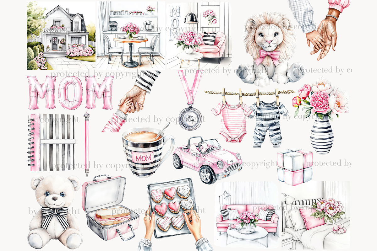 Mom And Baby Clip Art, a Person Illustration by GlamArtZhanna (Photo 3 of 8)
