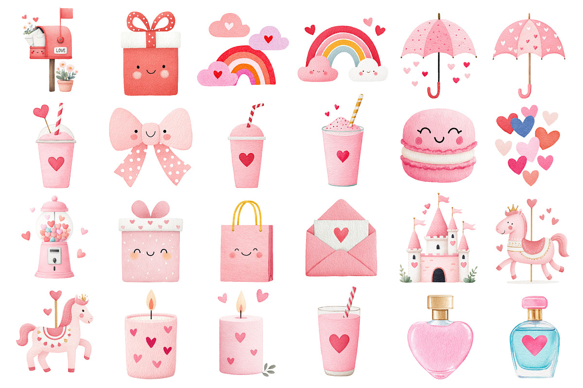 Watercolor Valentine Clipart Bundle, an Illustration by Dream Creation (Photo 2 of 5)