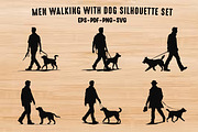 Man Walking with a Dog Silhouettes, an Animal Illustration by Gfx Expert Team (Thumbnail 1 of 3)