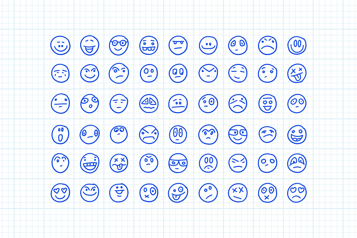 Freehand Drawn Emoji Smiles Set #1, a Templates & Theme by Alex Serada (Photo 4 of 5)